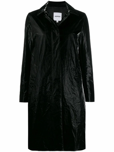Shop Aspesi Women's  Black Polyurethane Outerwear Jacket