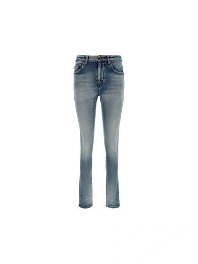 Shop Saint Laurent Saint L Au Rent Women's  Blue Other Materials Jeans