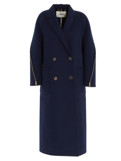 Shop Fendi Women's  Blue Outerwear Jacket