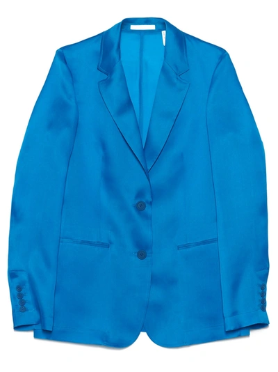 Shop Helmut Lang Women's  Light Blue Other Materials Blazer