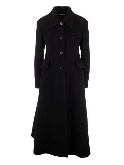 Shop Miu Miu Women's  Black Wool Coat