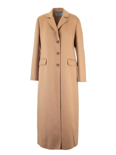 Shop Prada Women's  Brown Wool Coat