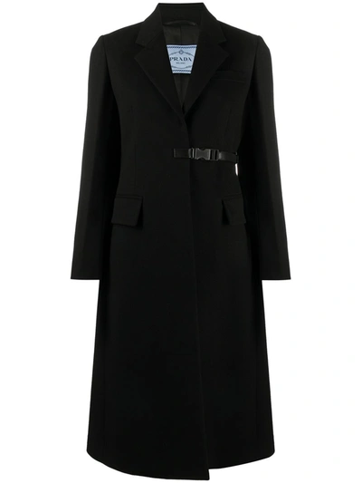 Shop Prada Women's  Black Wool Coat