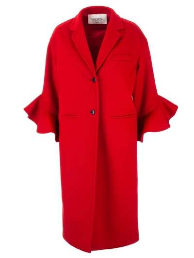 Shop Valentino Women's  Red Wool Coat