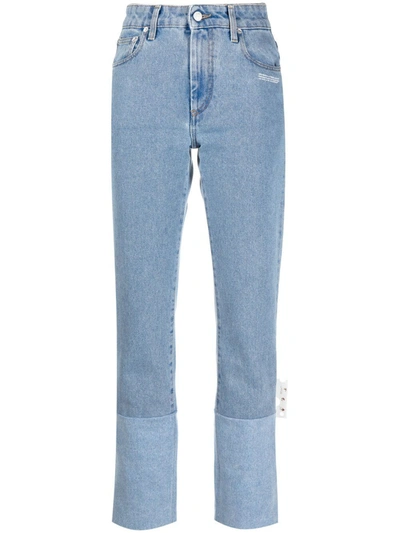 Shop Off-white Off White Women's  Blue Cotton Jeans