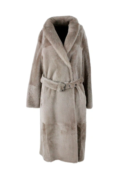 Shop Brunello Cucinelli Women's  Beige Leather Coat