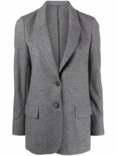 Shop Brunello Cucinelli Women's  Grey Cashmere Blazer