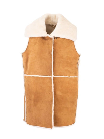 Shop Fay Women's  Beige Leather Vest