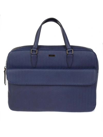Shop Zanellato Men's  Blue Leather Briefcase