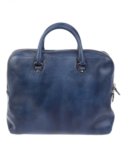 Shop Orciani Men's  Blue Leather Briefcase