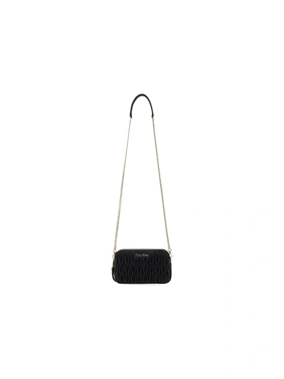 Shop Miu Miu Women's  Black Leather Shoulder Bag