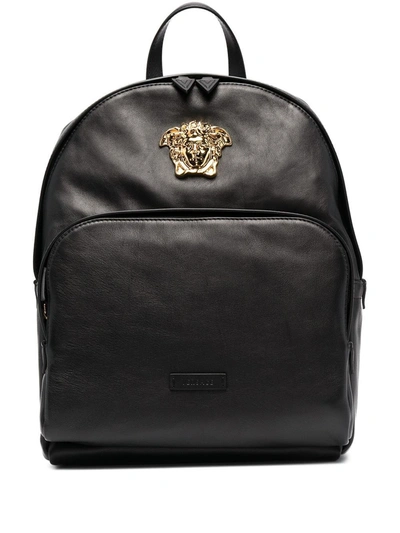 Shop Versace Men's  Black Leather Backpack
