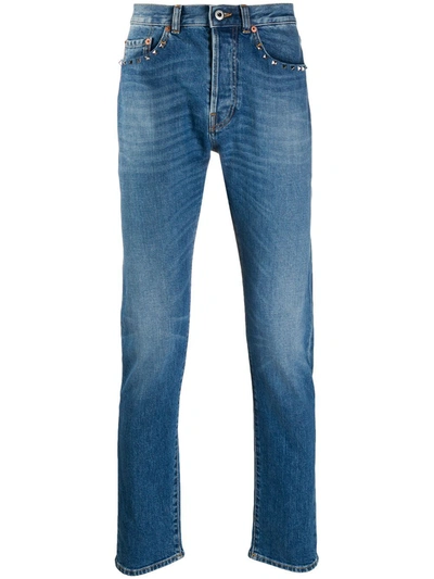 Shop Valentino Men's  Blue Cotton Jeans