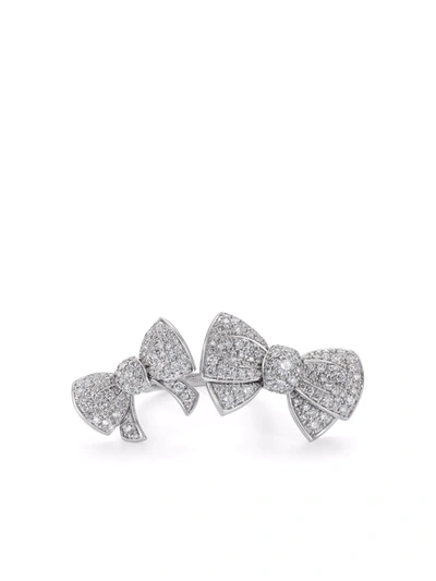 Shop David Morris 18kt White Gold Beaux Double Diamond Ring In Silber