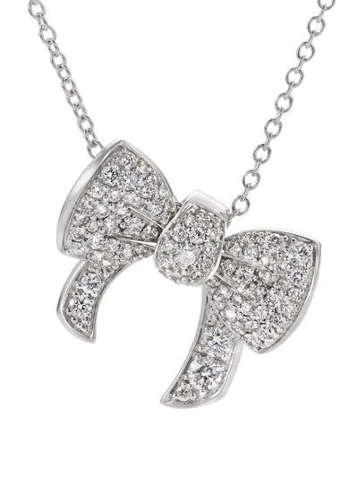 Shop David Morris 18kt White Gold Beaux Diamond Pendant Necklace In Silber