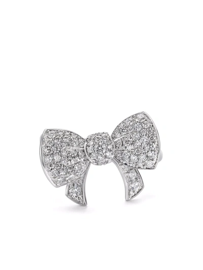 Shop David Morris 18kt White Gold Beaux Diamond Ring In Silber