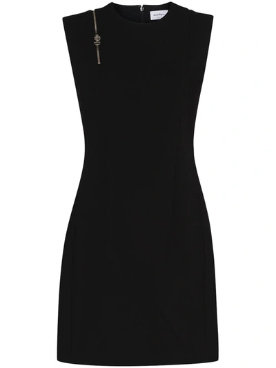 Shop Ferragamo Zip-detail Mini Dress In 黑色
