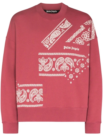 Palm Angels Paisley Logo print Relaxed Sweatshirt In Pink ModeSens