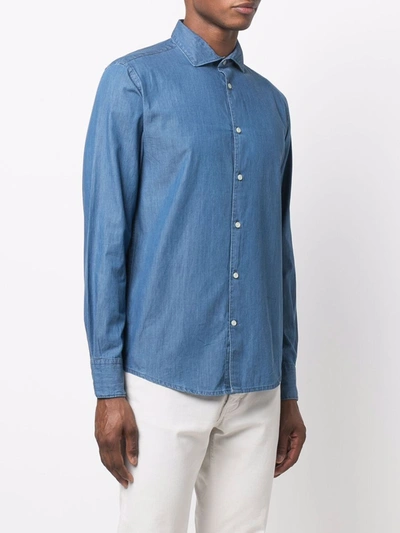 Deperlu Denim Button-down Shirt In White