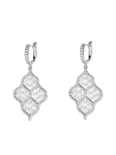 Shop Boghossian 18kt White Gold Titanium Fiber Rain Diamond Drop Earrings In 银色