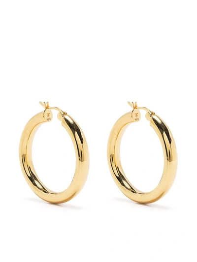 Shop Tom Wood 9kt Gold Classic Hoop Thick Large Earrings In 金色
