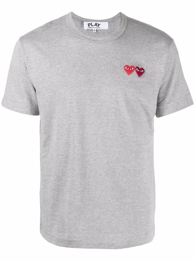 Shop Comme Des Garçons Play Double-heart Motif T-shirt In 灰色