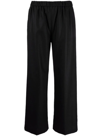 Aspesi Wide Straight Leg Plain Trousers In 黑色