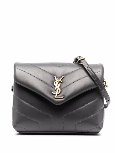 Shop Saint Laurent Loulou Toy Quilted Mini Bag In 灰色