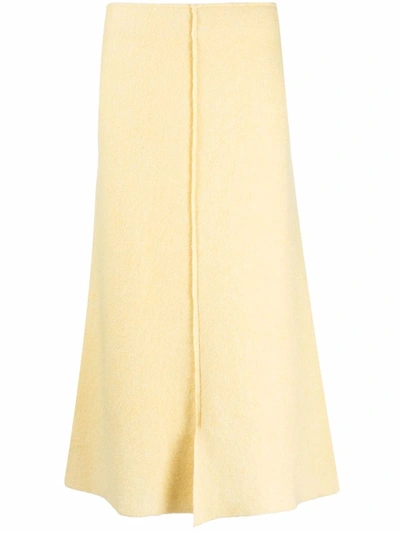 Shop Jil Sander Central Pleat A-line Skirt In Yellow
