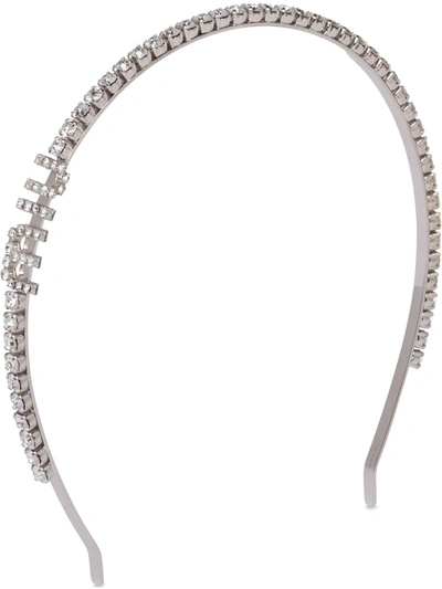 Shop Miu Miu Rigid Crystal Headband In Silber