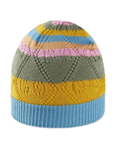 Shop Gucci Gg Knit Wool Hat In Yellow