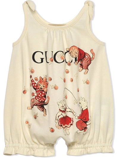 Shop Gucci Logo-print Sleeveless Playsuit In White