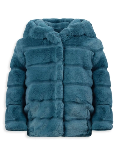 Shop Apparis Little Girl's & Girl's Goldie Faux Fur Jacket In Stone Blue