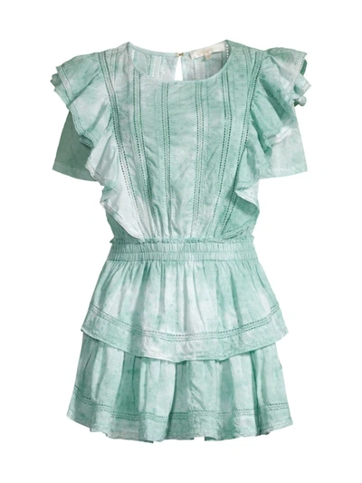 Shop Loveshackfancy Natasha Flutter Dress In Jade Mist Hand Dye