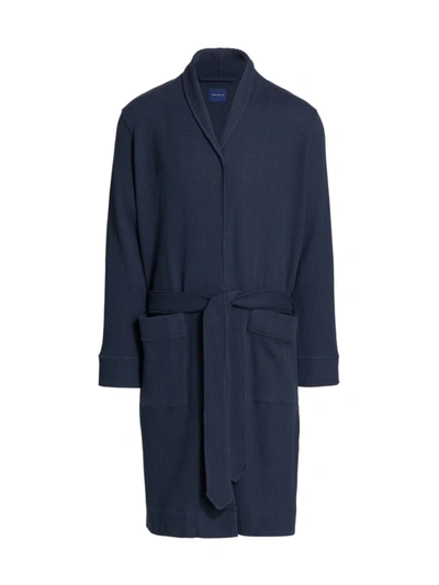 Shop Saks Fifth Avenue Men's Collection Waffle Knit Robe In Navy