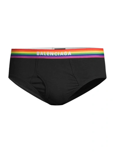 Shop Balenciaga Men's Pride Slip Briefs In Black
