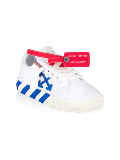 Shop Off-white Little Kid's & Kid's Low-rise Strapped Vulcanized Canvas Sneakers In White