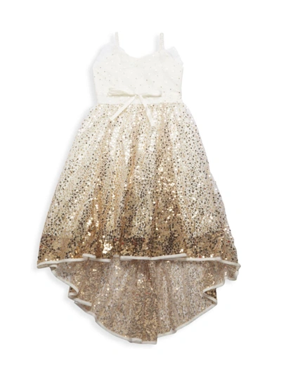 Shop Marchesa Little Girl's & Girl's Sequin High-low Dress In Champagne