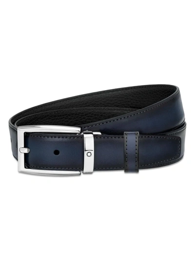 Shop Montblanc Men's Horseshoe Buckle Leather Belt In Neutral