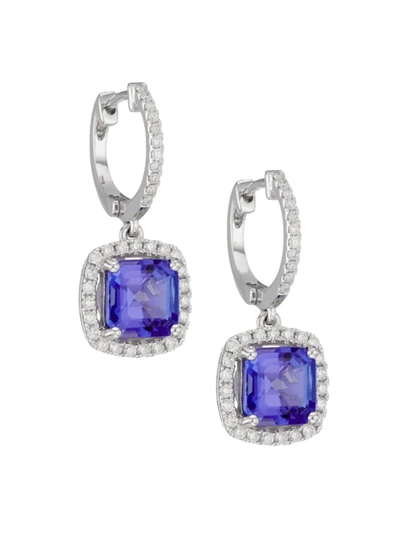 Shop Saks Fifth Avenue Women's 14k White Gold, Diamond & Tanzanite Drop Earrings