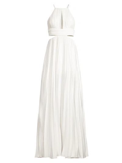 Shop Aiifos Women's Arianna Cutout Pleated Gown In White
