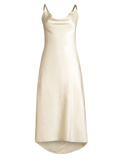 Shop Aiifos Women's Courtney Chain-strap Silk Dress In Cream