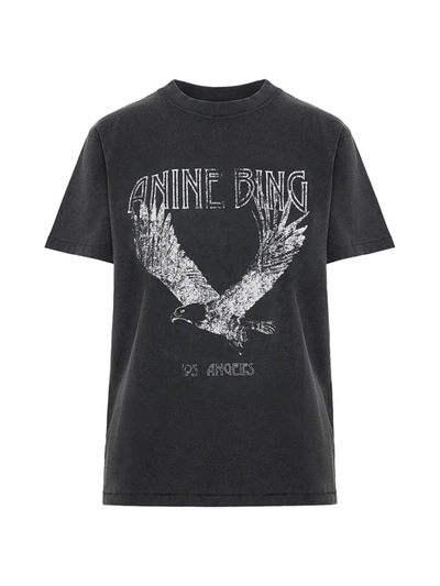 Shop Anine Bing Women's Lili Eagle T-shirt In Washed Black
