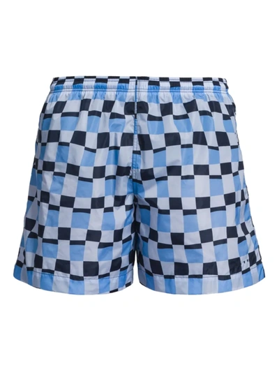 Shop Marni Men's Checkerboard Logo Boxer Briefs In Powder Blue