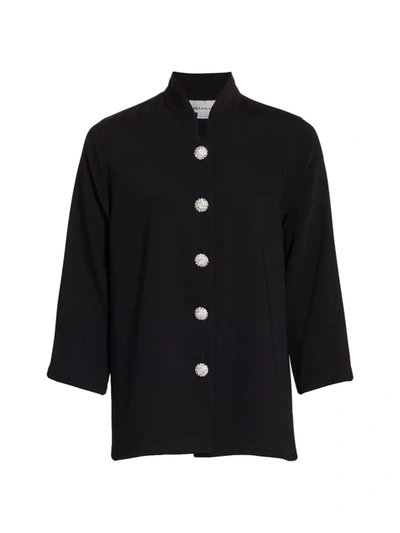 Shop Caroline Rose Women's Suzette Pavé-button Crepe Jacket In Black