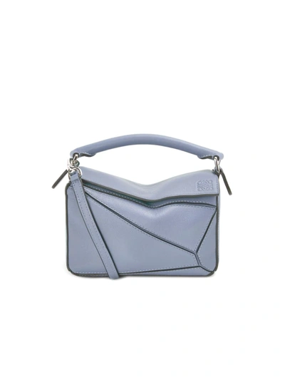 Shop Loewe Mini Puzzle Leather Bag In Atlantic Blue