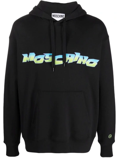 Shop Moschino Logo-print Pullover Hoodie In Black