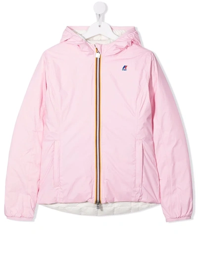 K-way Teen Hooded Padded Jacket In Light Pink | ModeSens