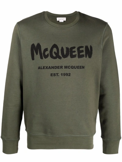 Shop Alexander Mcqueen Logo Print Sweatshirt In Green