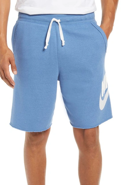Shop Nike Sportswear Alumni Shorts In Stone Blue/ Sail
